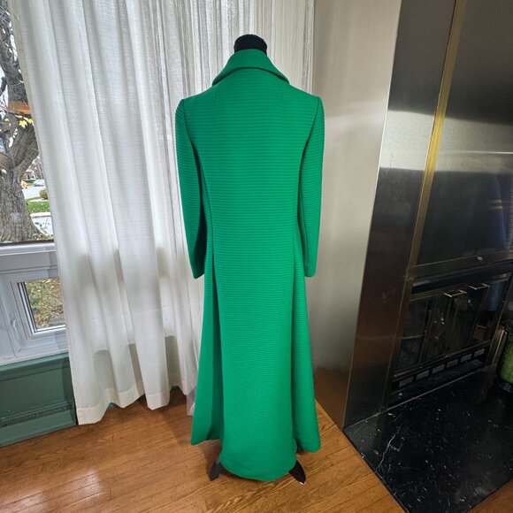 Vintage 60s fall coat, Kelly green ribbed textured, maxi length, size 6/8 (S/M) - Picture 9 of 16